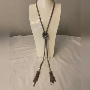 Kendra Scott McKayla Lariat Necklace Wrap Chain in Silver with Tassels, 60" long